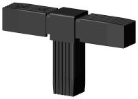 3-Wege-Steckverbinder für Vierkantrohr; Polyamid 6 schwarz, einteilig, 2D3V25X1.5, T-Stück