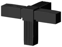4-Wege-Steckverbinder für Vierkantrohr; Polyamid 6 schwarz, einteilig, 3D4V25X1.5, T-Stück mit 1 Abgang