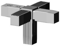 5-Wege-Steckverbinder für Vierkantrohr; Polyamid 6 schwarz, einteilig, 3D5V25X1.5, Kreuz mit 1 Abgang